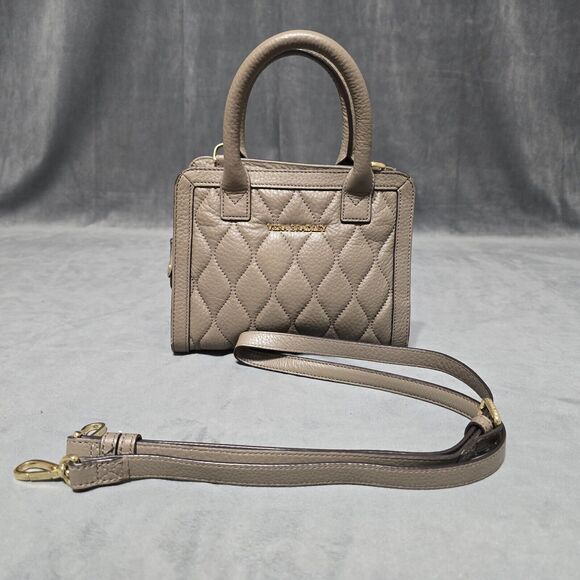 Vera Bradley Natalie Quilted Leather Purse, Gray, Adjustable Crossbody Strap - Picture 1 of 16